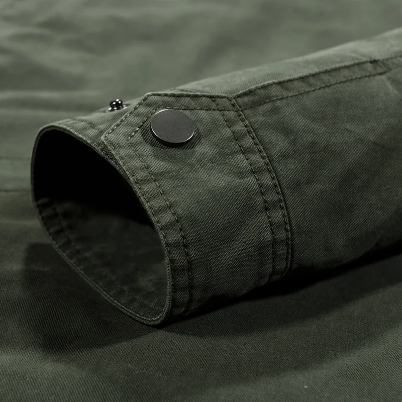 Осенняя мужская хлопковая куртка со стоячим воротником с несколькими карманами средней длины, Мужская армейская куртка-бомбер