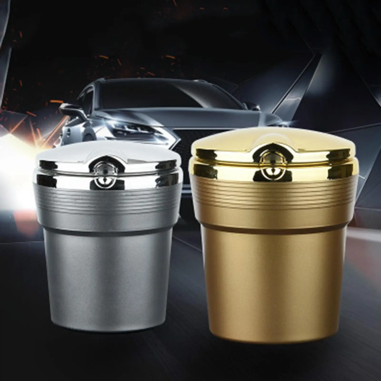 

Universal Car Ashtray Auto Cigarette- Smoke- Ash Holder Container with LED Lights High Density Flame Retardant PBT Material Nice