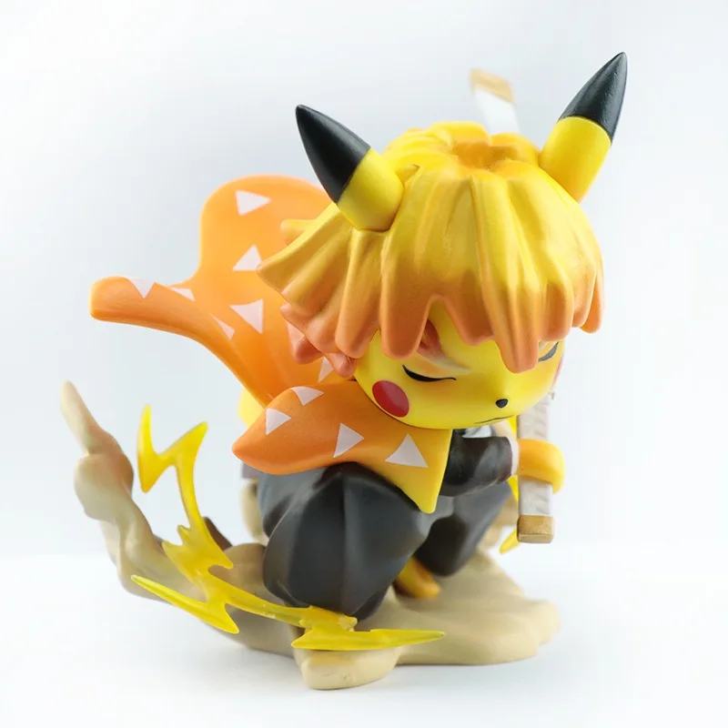 Аниме-фигурка рассекающая демонов 10 см Agatsuma Zenitsu Pikachu модель для косплея кукла