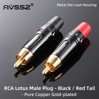 avssz rca male lotus connectors solder plug adapter gold plated for audiophile diy audio cable plug video cctv speaker amplifier