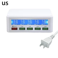 mobile phone charger 5 port usb fast charge qc3 0 lcd screen digital display multi function charger high power