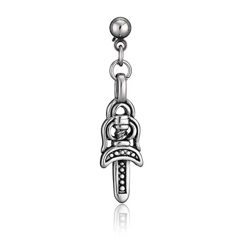 

HMES 1Pcs Pin Punk Hip-Hop Rock Tide Dumbbell Stud Earrings Male And Female Models Stainless Steel Earrings Gift
