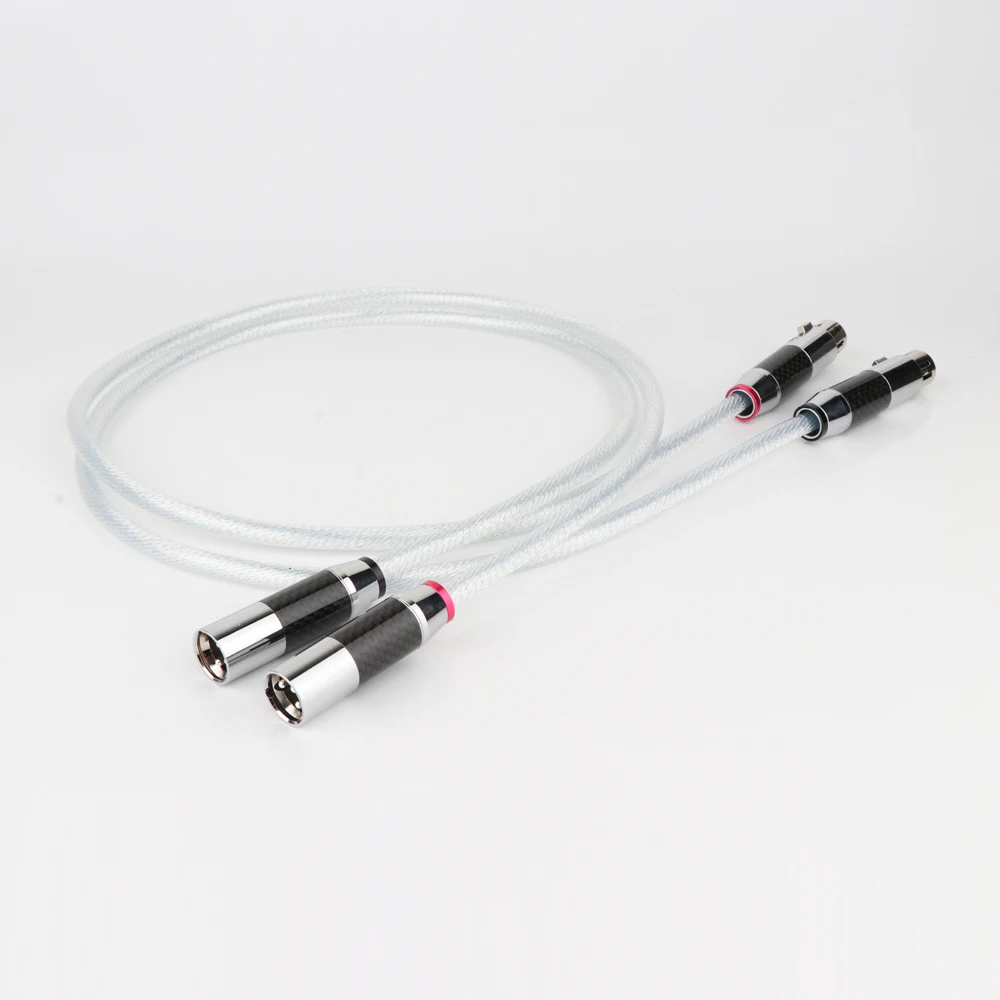 Pair 5N OFC Silver Plated XLR Analogue Cable with Rhodium plated Carbon fiber plug HIFI Audio | Электроника