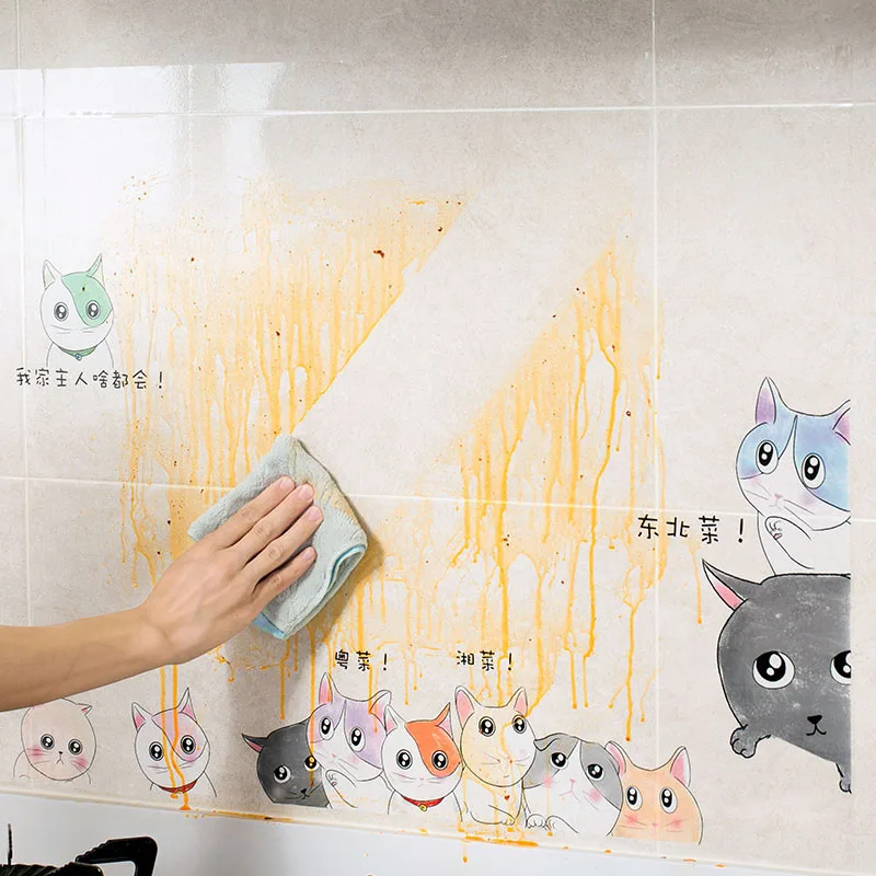 Мультяшные маслостойкие настенные Стикеры кухонные обои водонепроницаемые