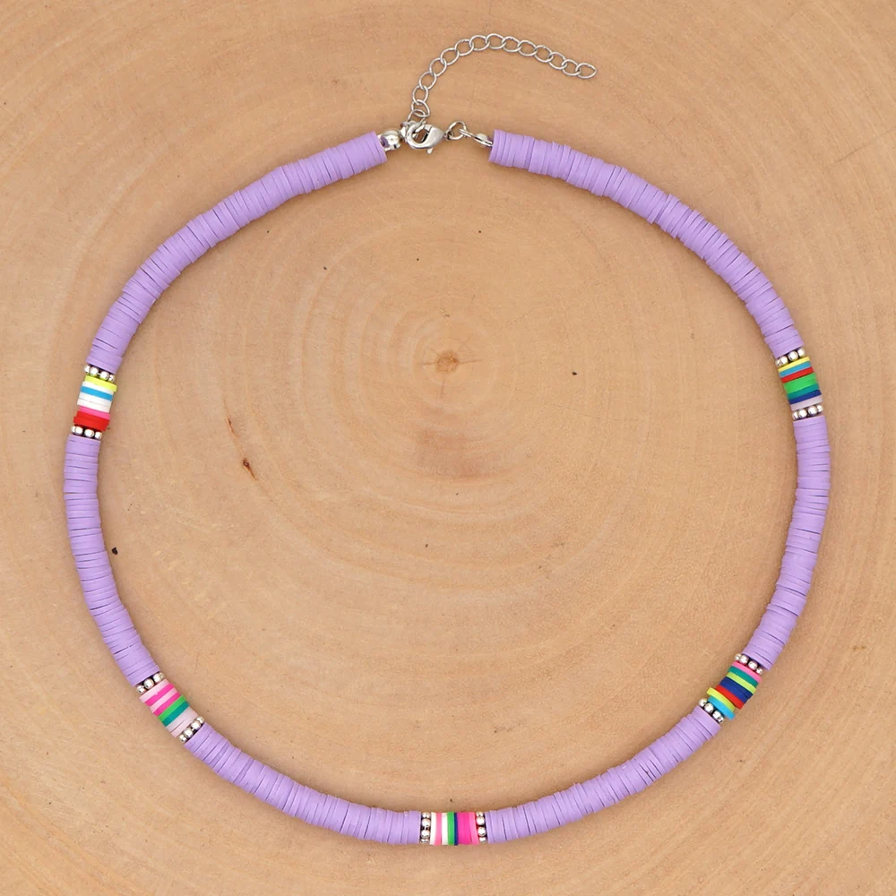Go2Boho виниловое ожерелье Heishi из полимерной глины 6 мм диск бусины колье для женщин