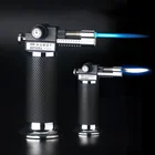 Ветрозащитный Кухня Пособия по кулинарии газовая зажигалка высокого Ёмкость фонарь турбины Зажигалка спрей пушка бутан два пламя голубого пламени с питанием от прикуривателя