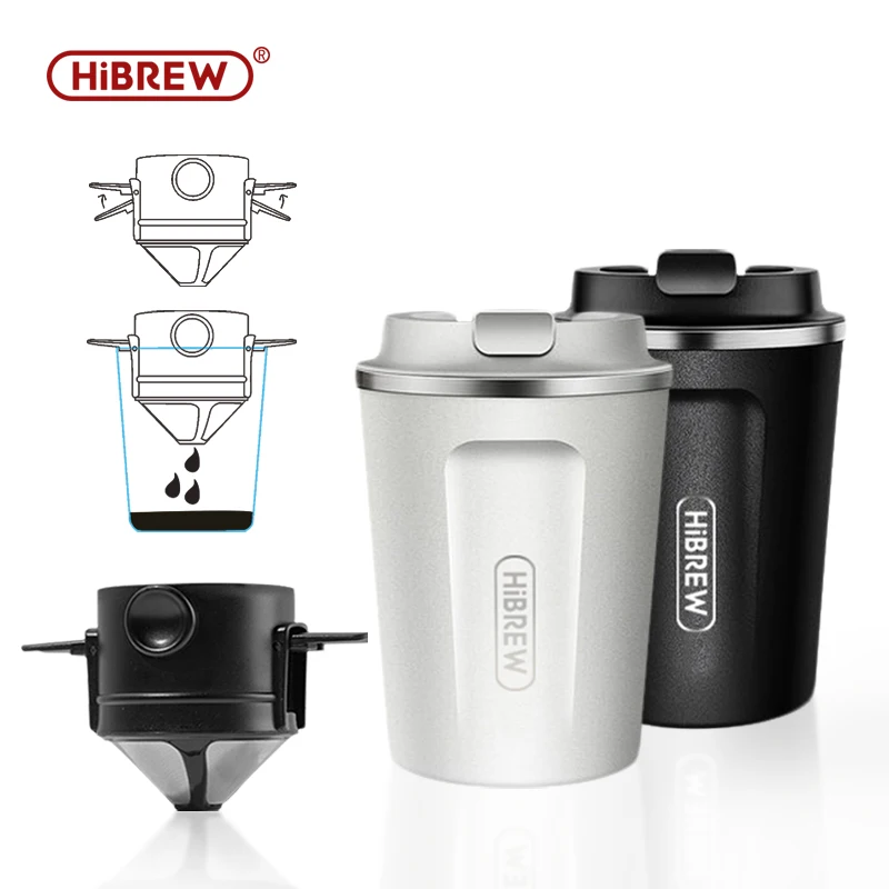 HiBREW  Portable Hanging Ear Style Coffee Thermal mug Foldable filter Stainless steel double wall