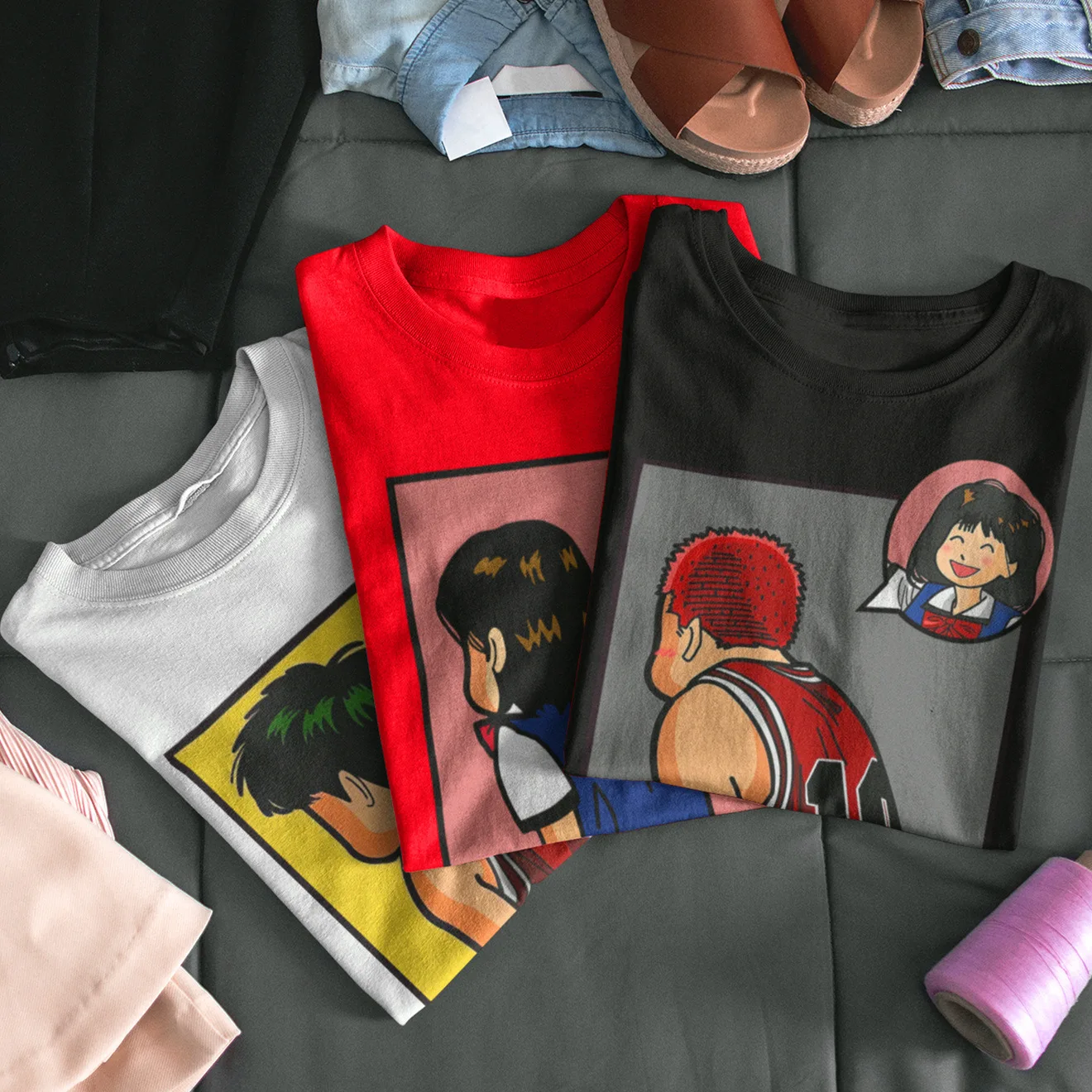 

COFUN Slam Dunk Funny High Quality Cotton T-shirt Basketballer Top Japan Anime Tees Clothes Hanamichi Sakuragi Rukawa
