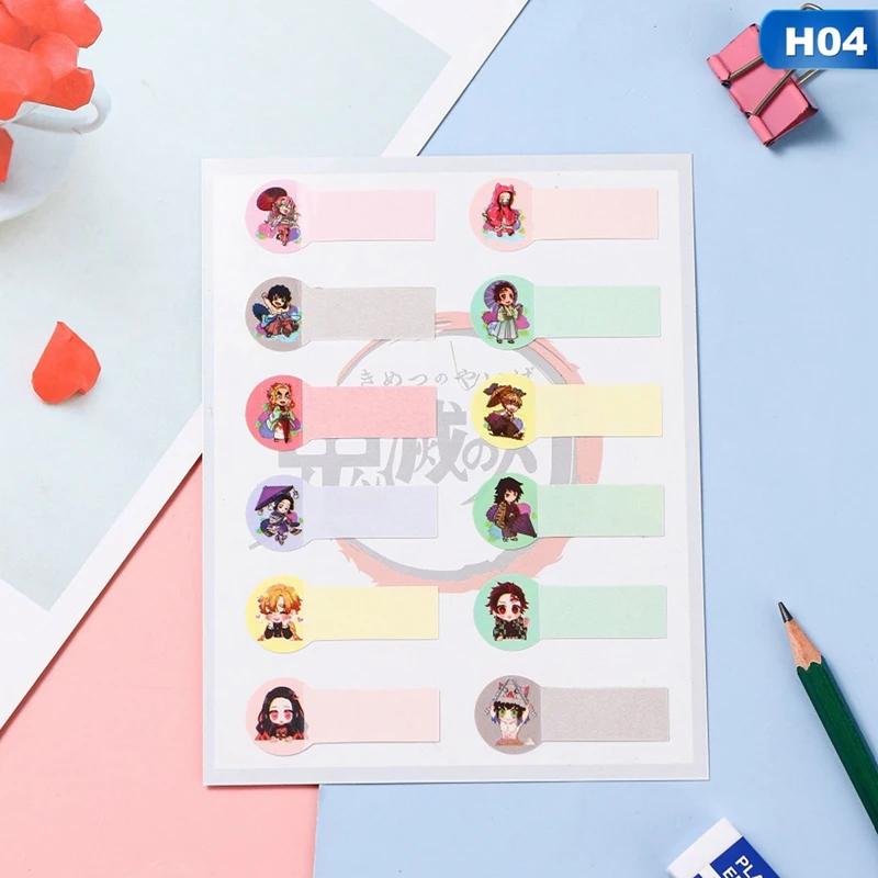 

1 sheet Anime Demon Slayer: Kimetsu no Yaiba Name Index Cute Figures Belongings Marker Bookmark Notebook Quick Search Indexs