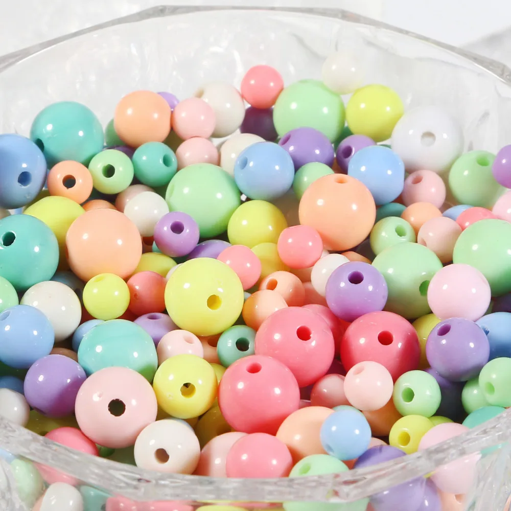 Акриловые бусины 4 12 мм разные яркие цвета женский браслет|round plastic beads|beads for jewelry