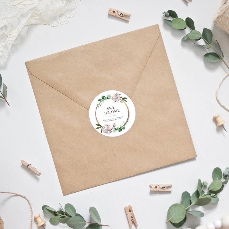 

96pcs 4.5cm Customized Add Your Names and Date Wedding Stickers Invitations Seals Candy Favors Gift Boxes Paper Labels Adhesive