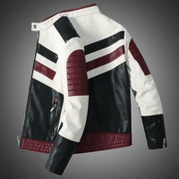 autumn and winter slim jacket mens high street irregular design mens motorcycle jacket leather striped patchwork pu leather ja