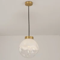 nordic white glass ball single head bedroom living room pendant lamp simple brass decorative led lighting bedside hanging lamp