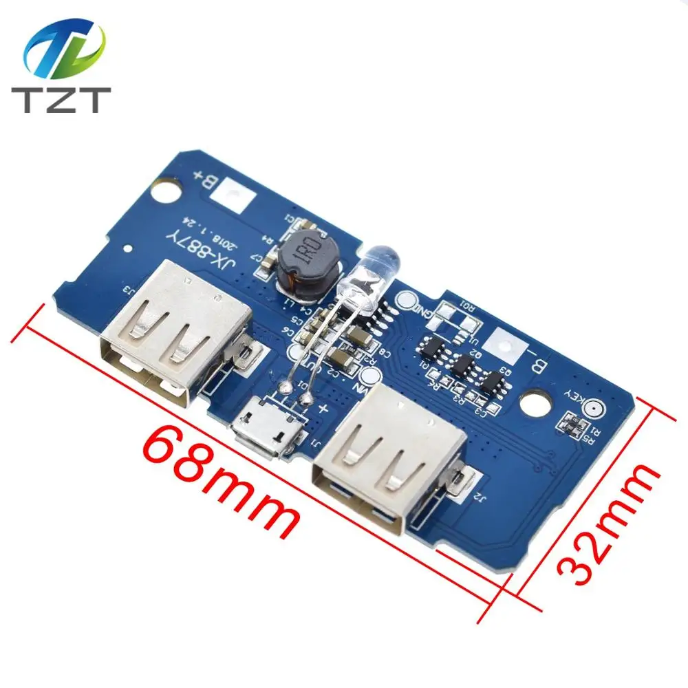 18650 Двойной Micro USB 3,7 V до 5V 2A повышающий Мобильный Внешний аккумулятор DIY 18650 литиевая батарея зарядное устройство печатная плата Повышающий Модуль со светодиодом