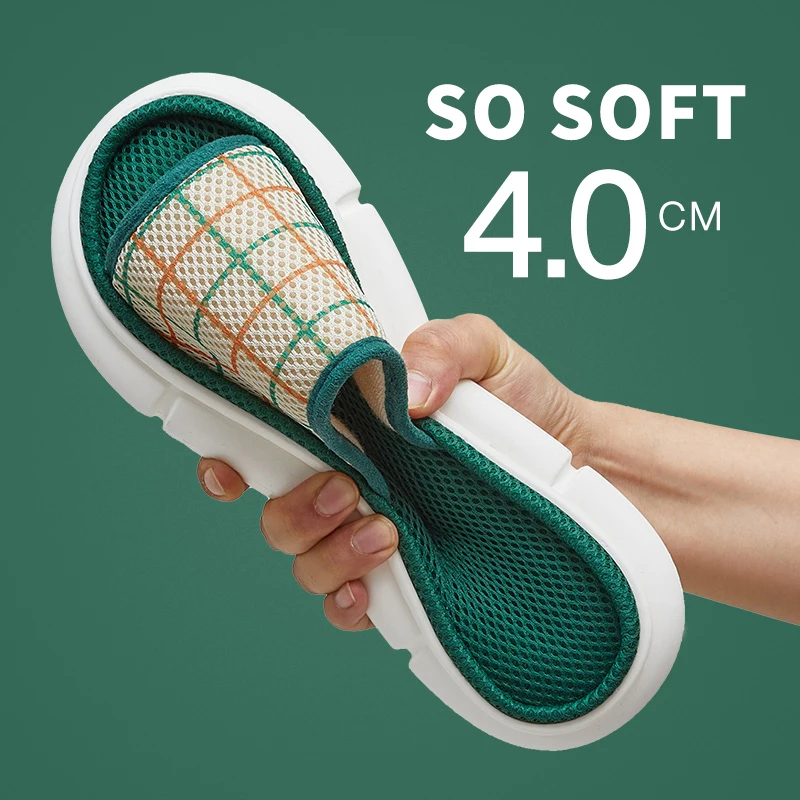 

UTUNE Mesh cloth Slippers Women Indoor Platform Shoes Soft EVA Non-slip Summer Shoes Ins Spring Autumn Plaid Slides Men Sandals