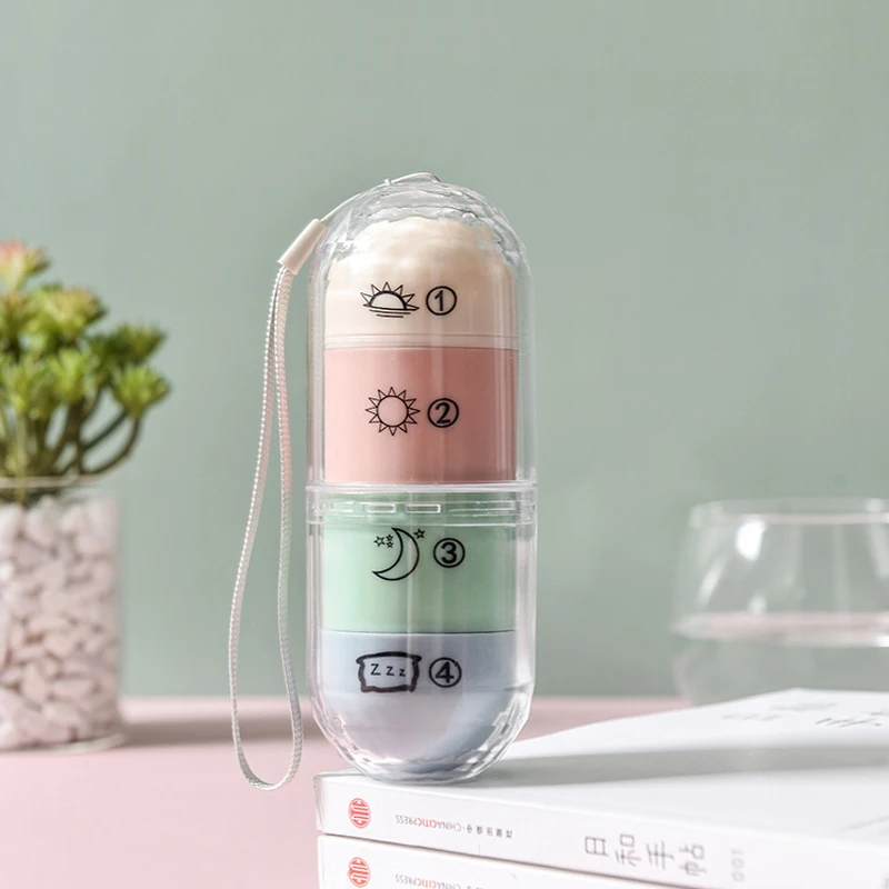 

Waterproof Four-compartment Medicine Box Color Plastic Pill Box Household Goods Travel Rotatable Storage Box Large Capacity