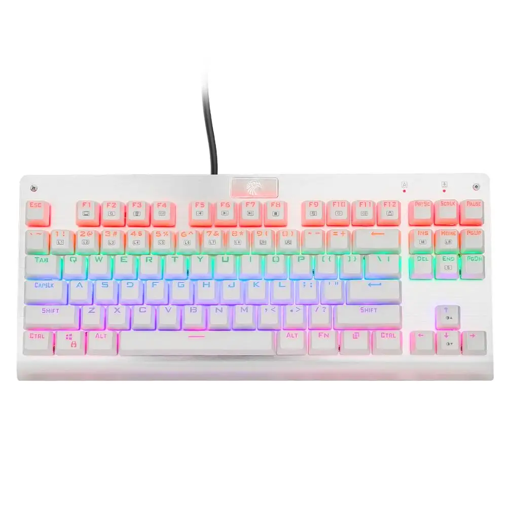 Z-77 TKL Mechanical Gaming Keyboard, E-Yooso LED Backlit No Numpad Aluminum White Gamer Keyboard With Outemu DIY Switches