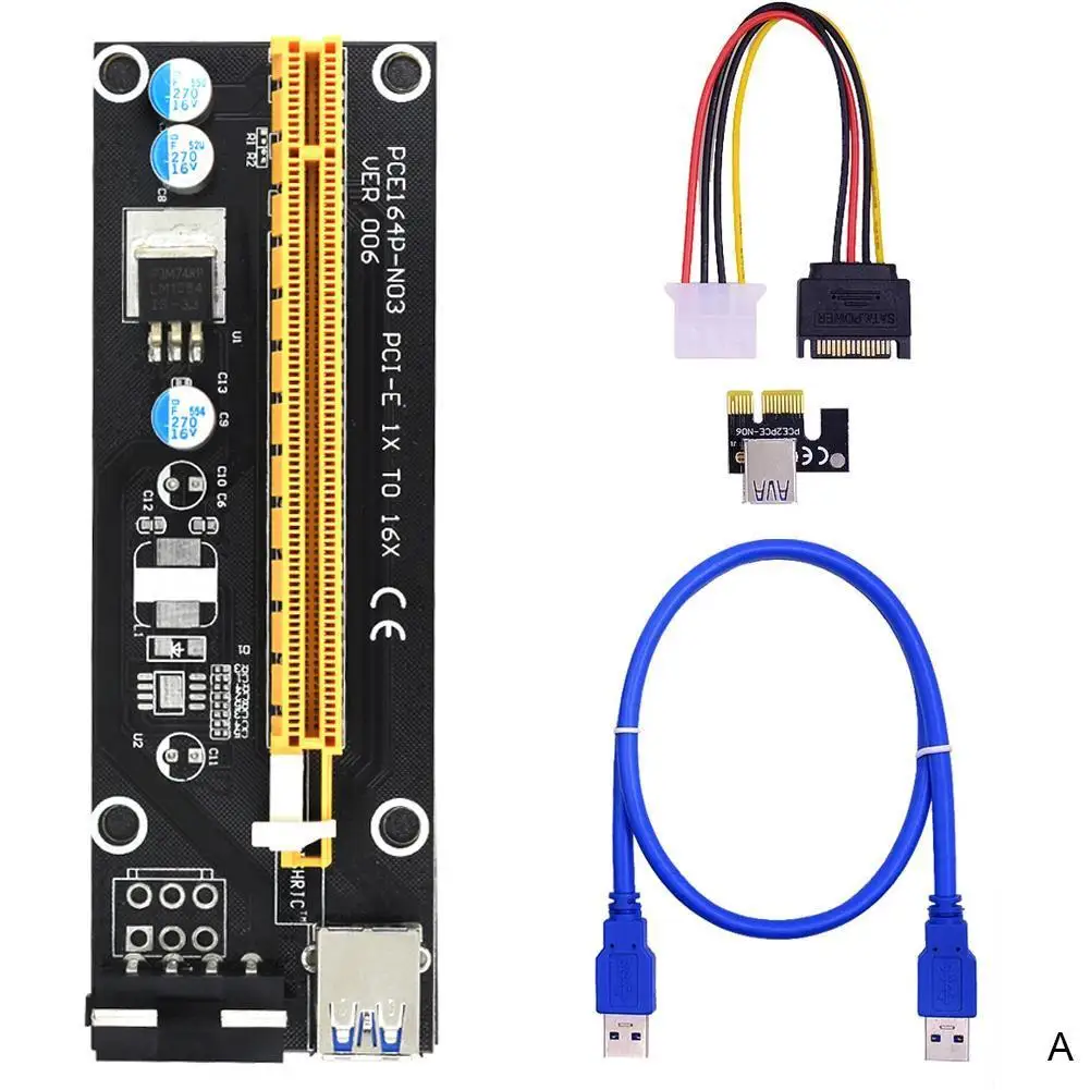 

Карта расширения VER006 PCI Express PCI-E, 1X до 16X 60 см, кабель USB 3,0 SATA