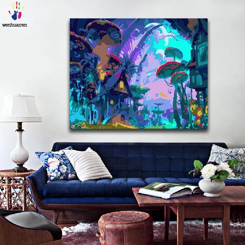 Diy краски по номерам картина картины с комплектами Ночной пейзаж красивый ручной