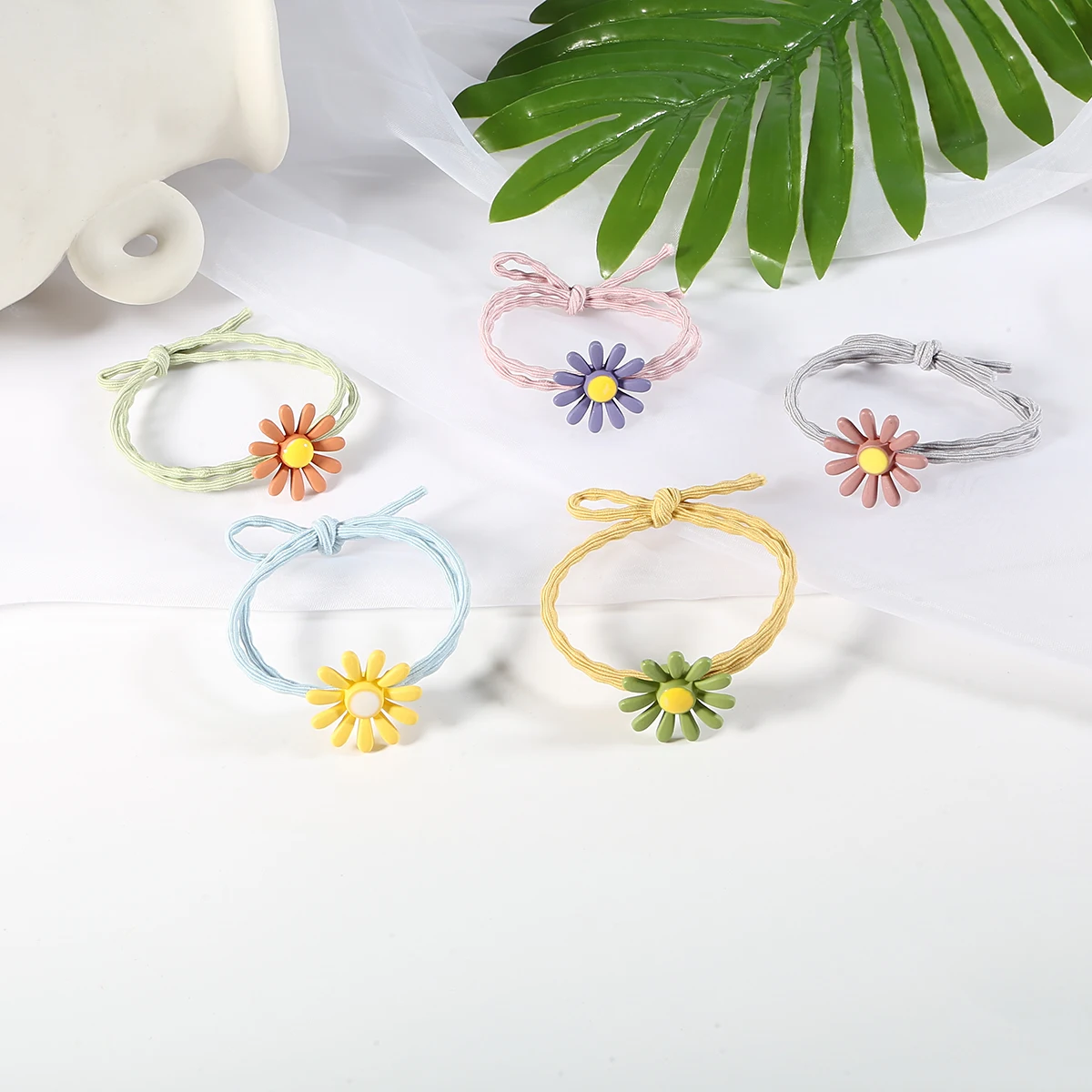 Набор колец для волос с маргаритками 1 шт./2 шт. канатная Резиновая лента кожаная