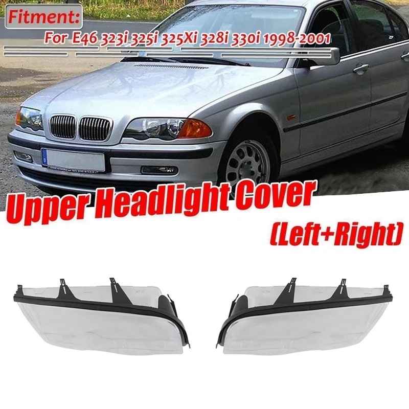 

Headlight Head Light Lamp Lense Clear Lens Cover with Sealing Sealing Strip for -BMW E46 4 Door 3 Series 1998-2001