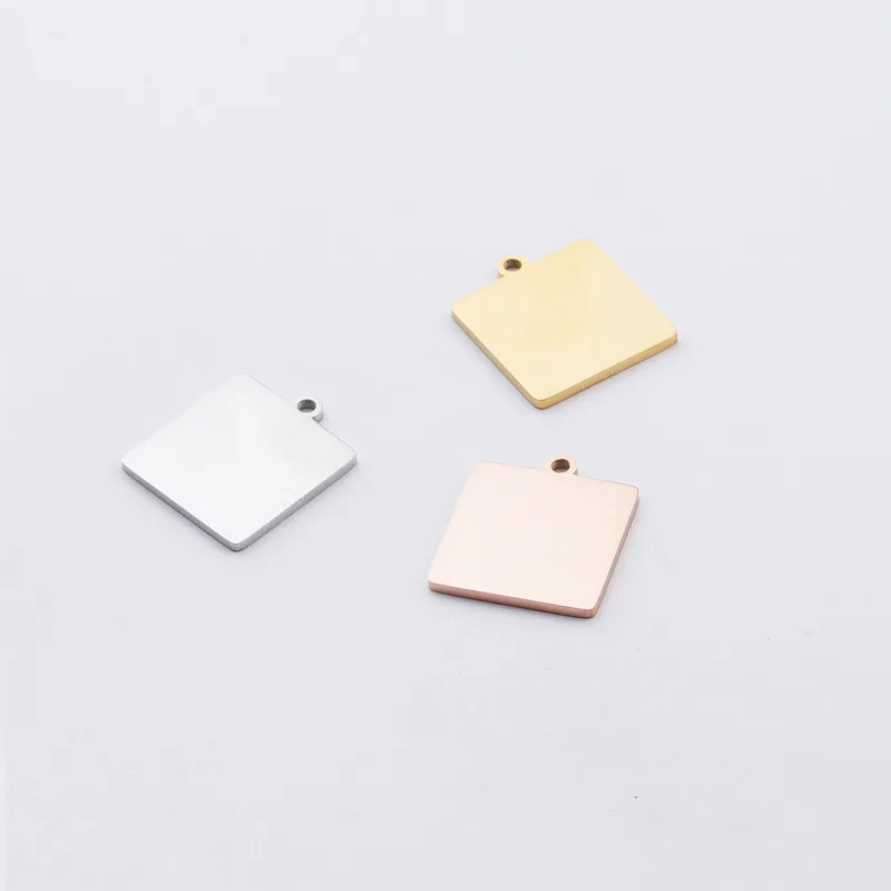 

Stainless Steel Square Charm Blank For Engrave Gold/Silver Color Metal Square Tag Charm Mirror Polished Wholesale 20pcs