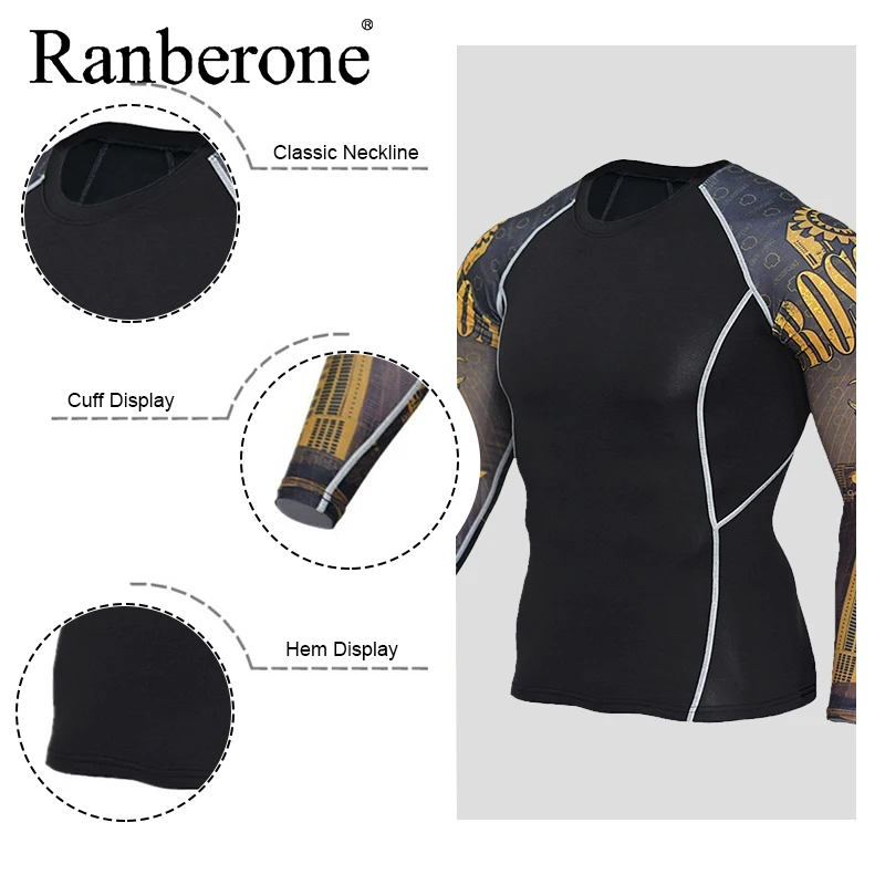 Man's Shirt Running Sport Compression Shirts Gym Fitness Long Sleeve T-shirt Jogging Training Tight Male Quick Dry Sportswear