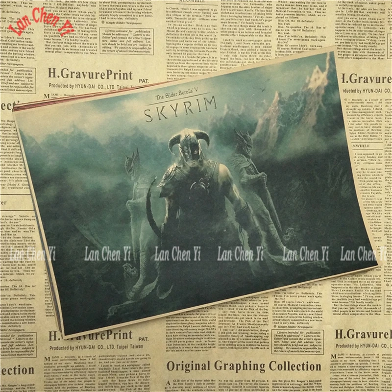 Белый The Elder Scrolls Skyrim Классическая игра плакат на крафт-бумаге Бар Кафе гостиная столовая картина для декора комнаты - Цвет: Белый