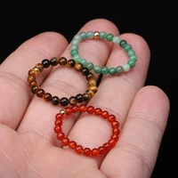 natural stone beads rings 3mm stainless steel beads multi color elastic strand finger ring handmade creative ring for women men