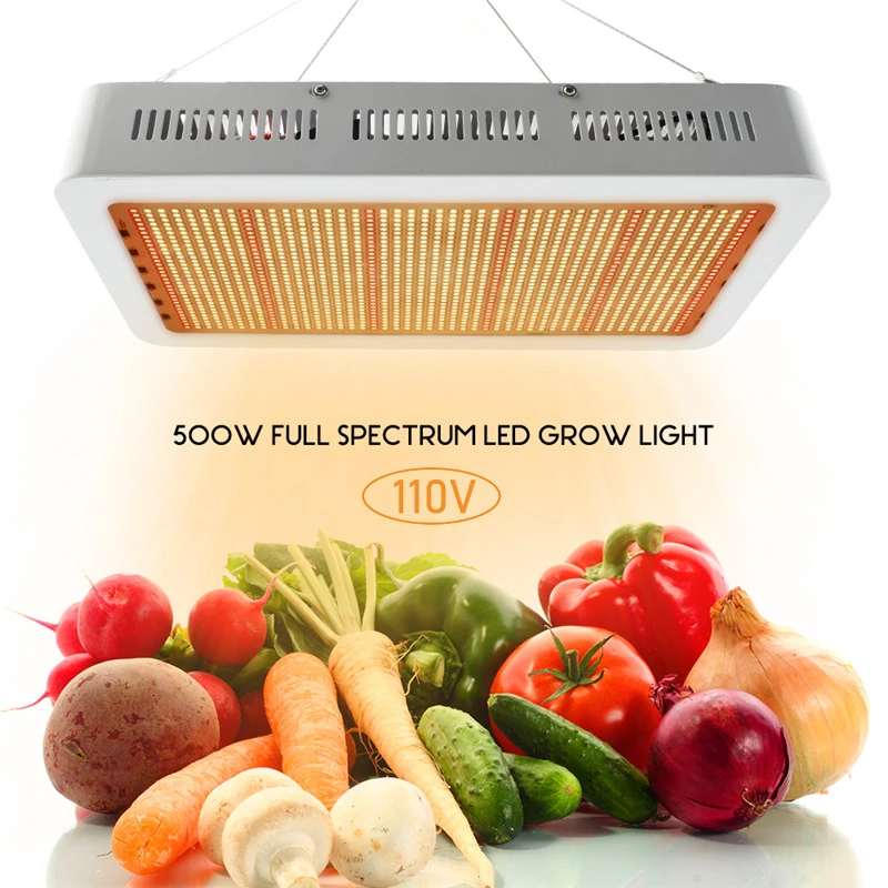Full Spectrum LED Grow Light 500W 110V Panel Fitolampy For Indoor Grow Tent Greenhouses Hydroponics Plants VEG BLOOM Growth Lamp
