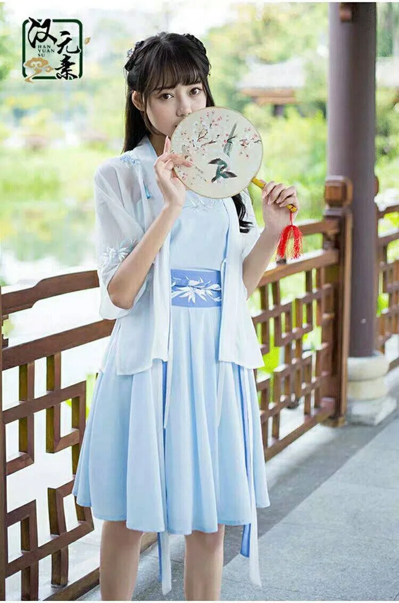 Женское Хлопковое платье hanfu облегающее в китайском стиле с запахом Корейском