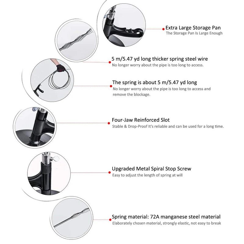 

Home Pipe Hand-Operated Auger Multiple Specification Manual Operation Portable Toilet Sewer Drain Drain Cleaners