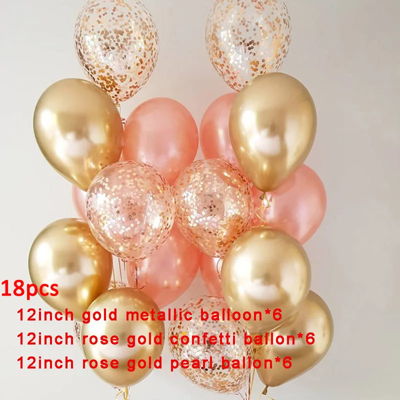 18pcs rose gold Lincaier 16 дюймов фольгированные шары «С Днем Рождения» для маленьких мальчиков и девочек первый день рождения 1st One вечерние украшения гирлянды для детей и взрослых - Цвет: 18pcs rose gold