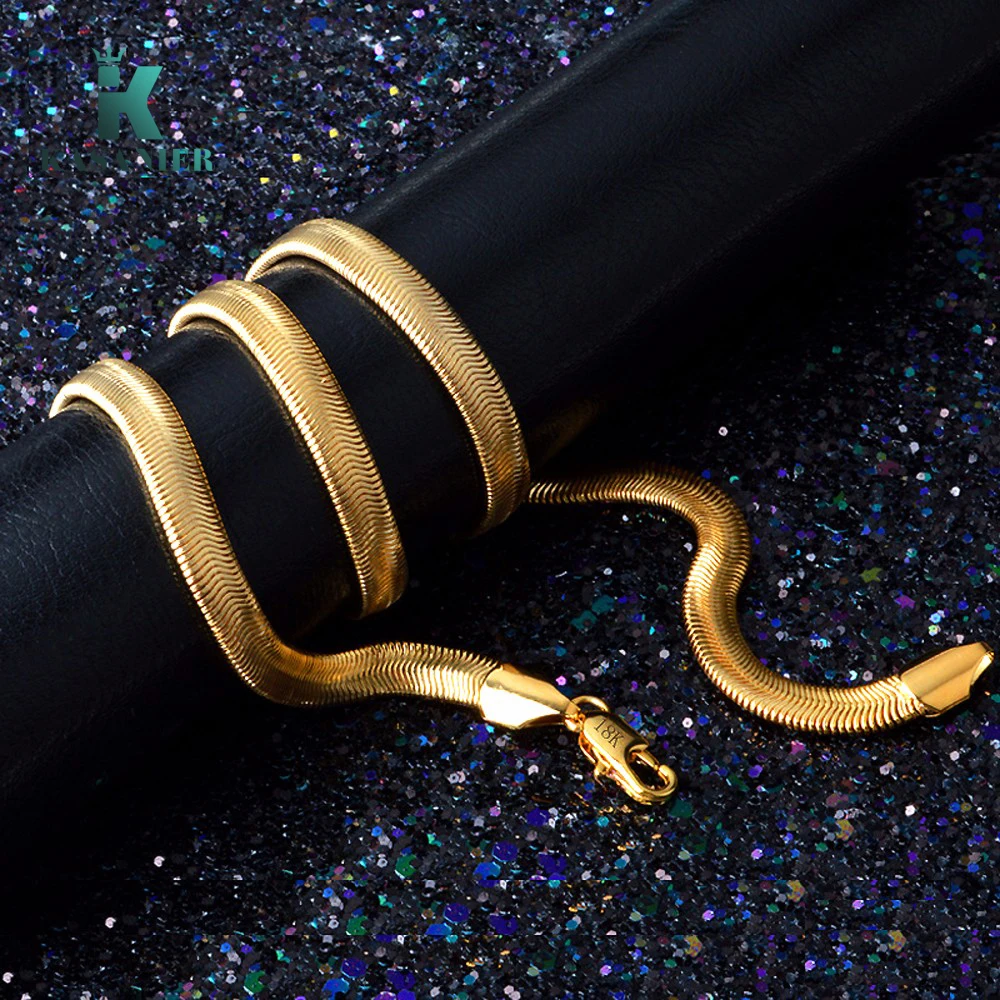 Мужское колье из мягкой искусственной кожи 6 мм 16-24 дюйма золотистая или