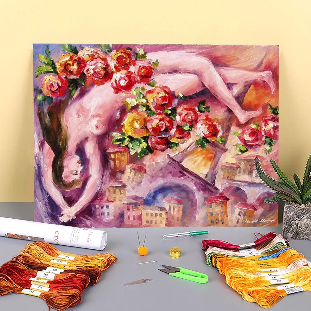 Картина маслом стиль печать водорастворимый холст 11CT Набор для вышивки крестом