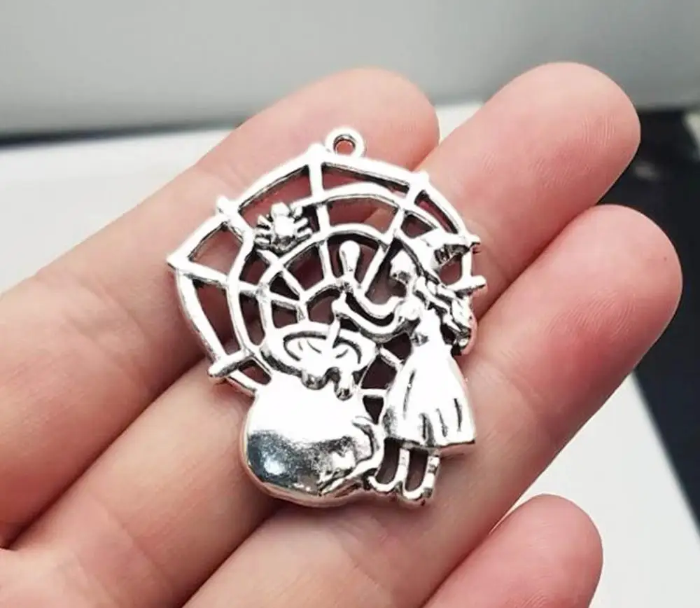 5 шт./лот 33x41 мм волшебница антикварные посеребренные Подвески в виде ведьмы на