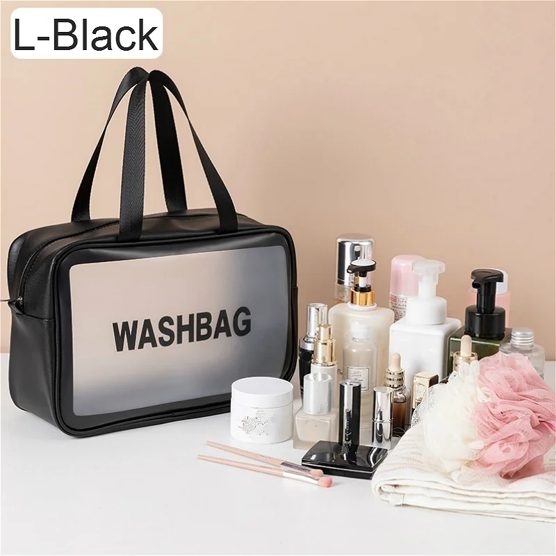 

S/M/L 3 Sizes Ladies Large Capacity Pu Frosted Waterproof Cosmetic Bag Convenient Travel Makeup Storage Bag Female Wash Bag