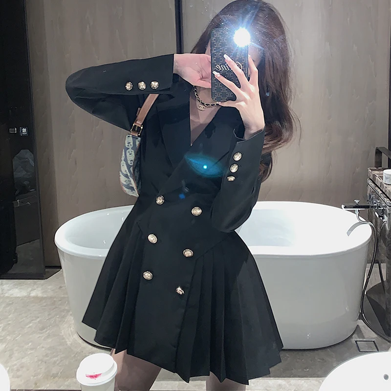 Платье-Блейзер женское в Корейском стиле костюм с длинным рукавом цельнокроеное