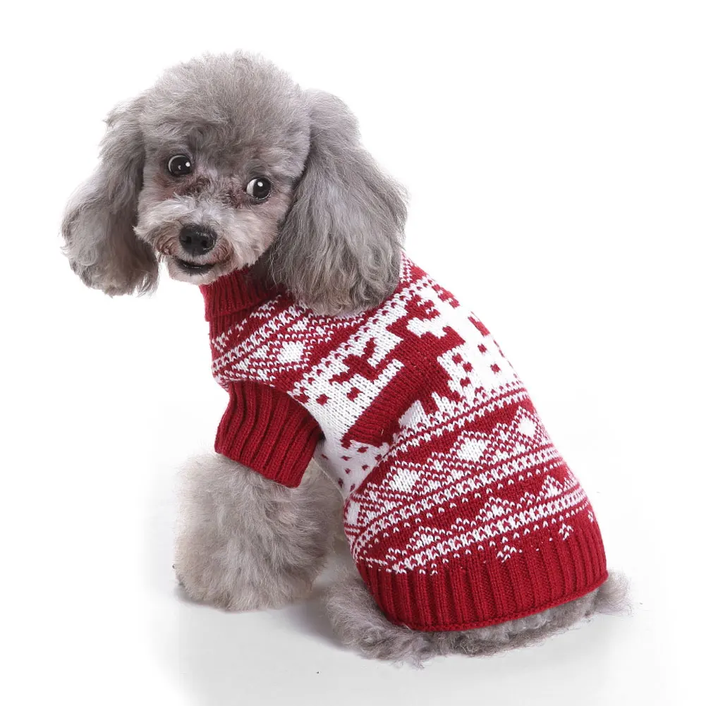 

Christmas Dog Jumper Sweater Cute Reindeer Puppy Knitted Jumper Winter Pet Pullover Costume Knitting Crochet Cloth XS-XL
