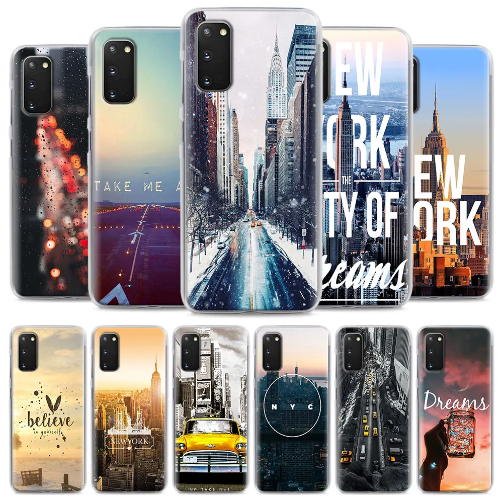 Чехол Coque для Samsung Galaxy S10 S20 Ultra S8 S9 Plus S10e Lite S7 Note 8 9 10 жесткий чехол с нью йорком
