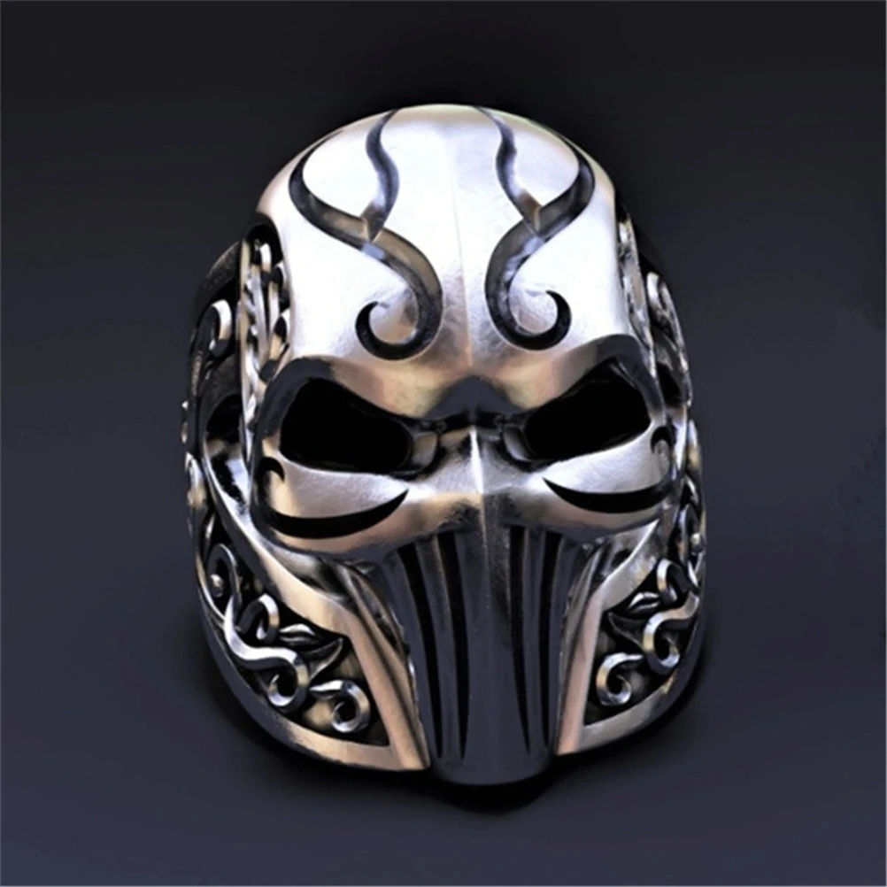 

Retro Locomotive Punk Gothic Domineering Striped Mask Skull Ring Hip Hop Party Jewelry Jewelry Birthday Gift Wholesale