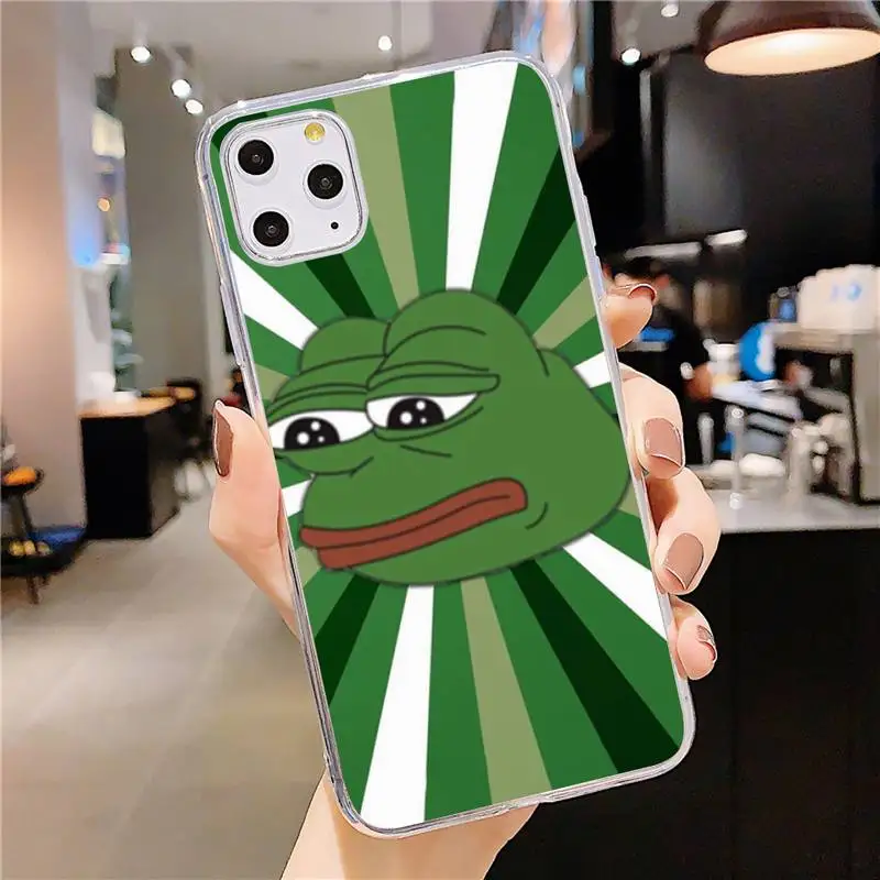 

Funny The Frog Pepe face crying Phone Case Transparent soft For iphone 5 5s 5c se 6 6s 7 8 11 12 plus mini x xs xr pro max