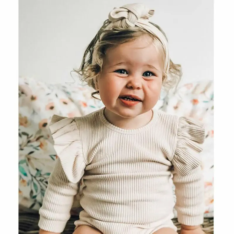 Милая детская одежда для маленьких девочек желтый боди с длинными рукавами