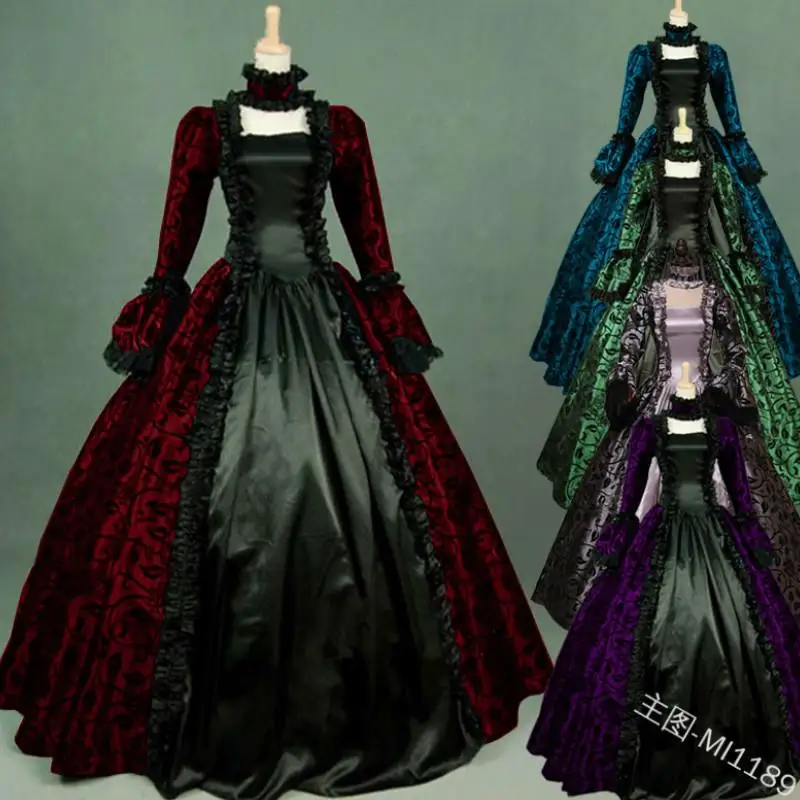 Женское винтажное платье принцессы длинное кружевное вечернее в средневековом
