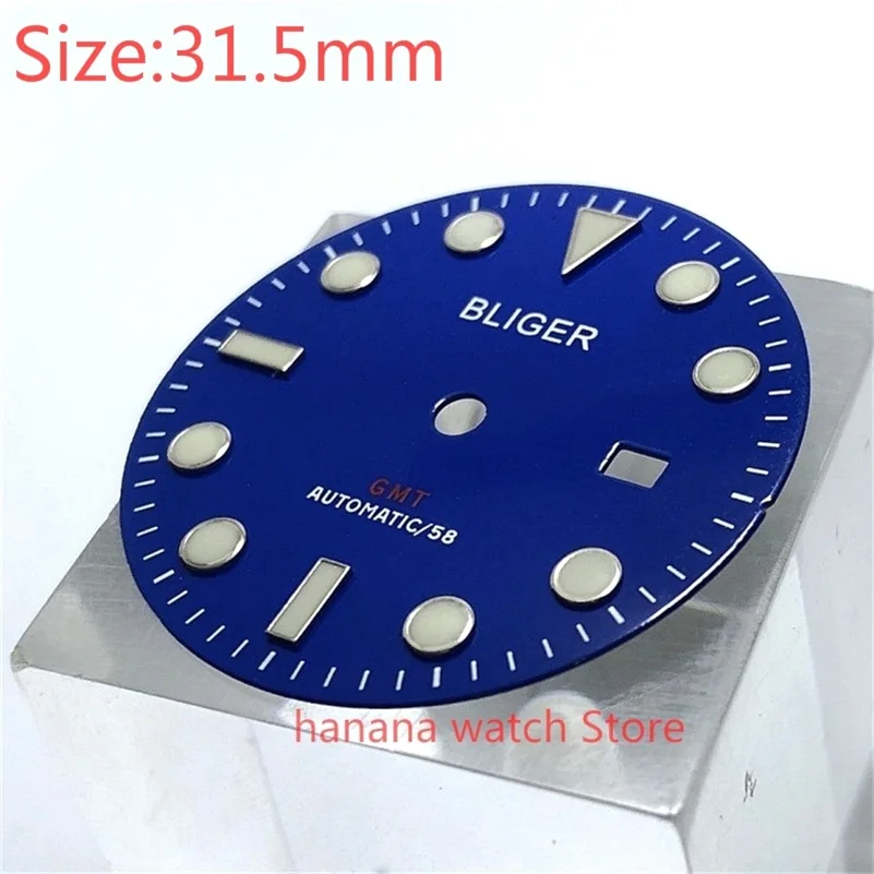 

BLIGER 2021 31.5mm blue Dial Sterile Fit ETA 2836 2824 Miyota 8215 8205 Mingzhu 2813/3804 Movement Men's Watch Accessory