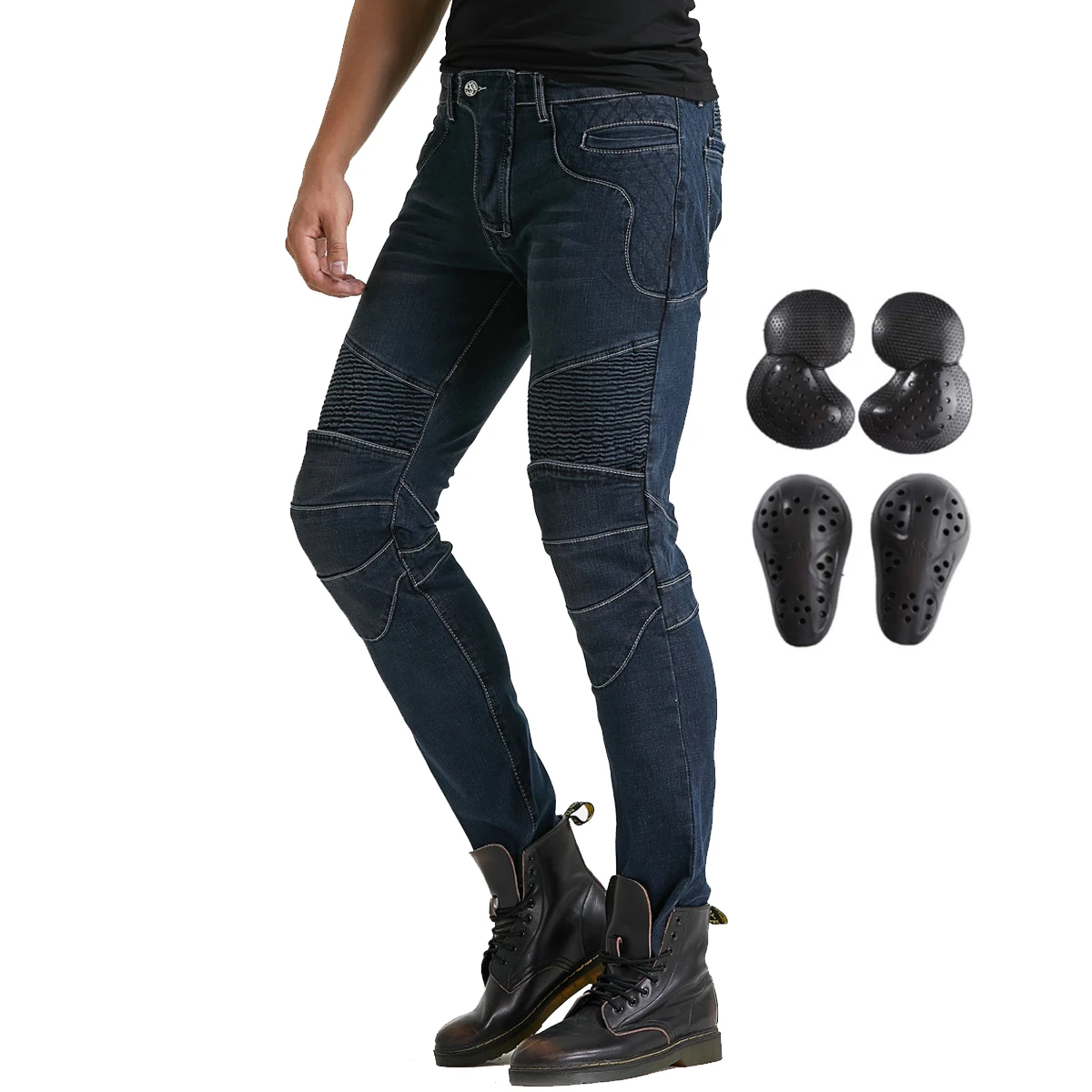 Men Biker Jeans Denim Motorcycle Motorbike Riding Pants Motocross Racing Anti-fall Trousers With CE Armored Upgrade Knee Hip Pad |