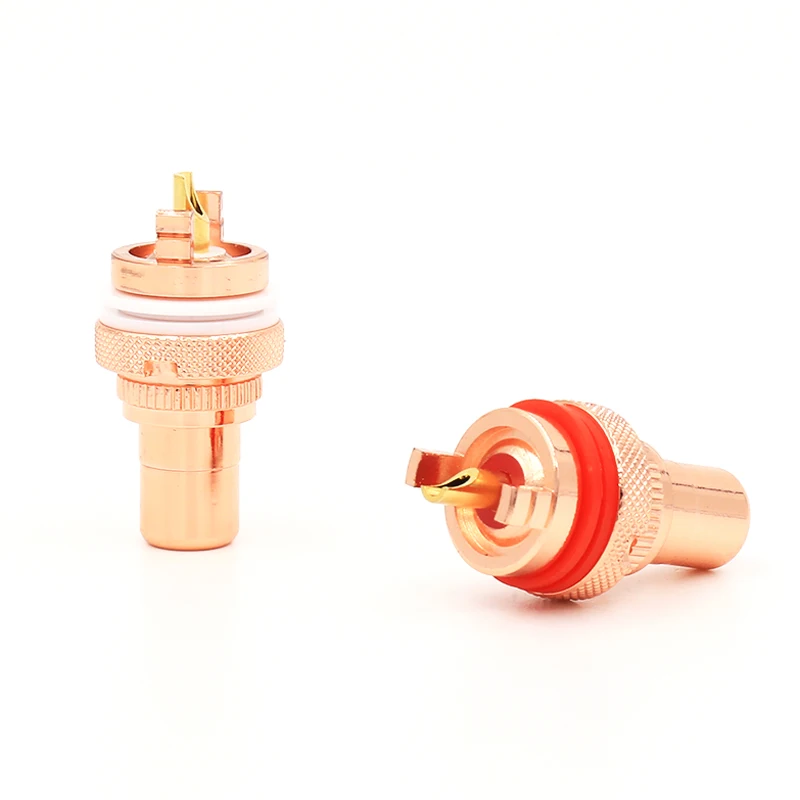 8 шт. Высококачественные позолоченные розетки Красный медный разъем RCA с шасси Phono