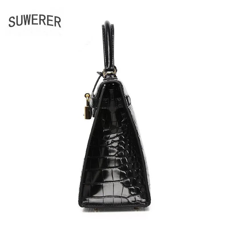 

SUWERER Women's bags 2021 women's brand Luxury Designer Women Genuine LeatherBag sac de luxe femme Cowhide Crocodile Pattern