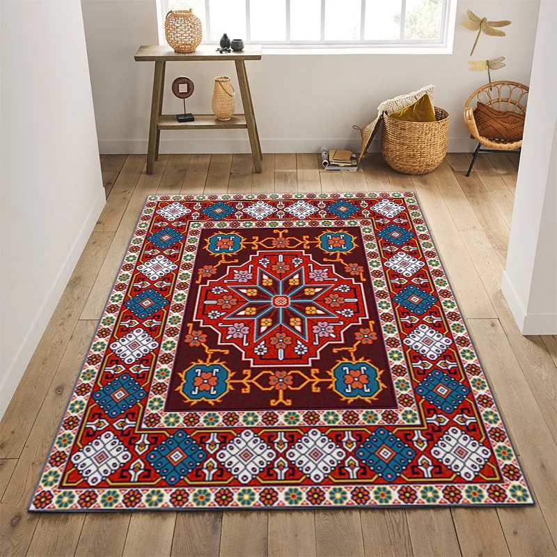 

Ethnic style carpet, home stay carpet, suitable for living room, bedroom, bedside, tea table, kitchen, entrance, home floor deco