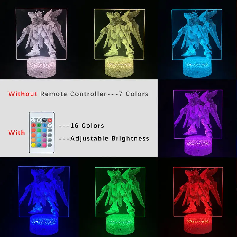 Модель GUNDAM ночник в стиле аниме лампа с 3D рисунком Лавовая Лампа аккумулятором RGB